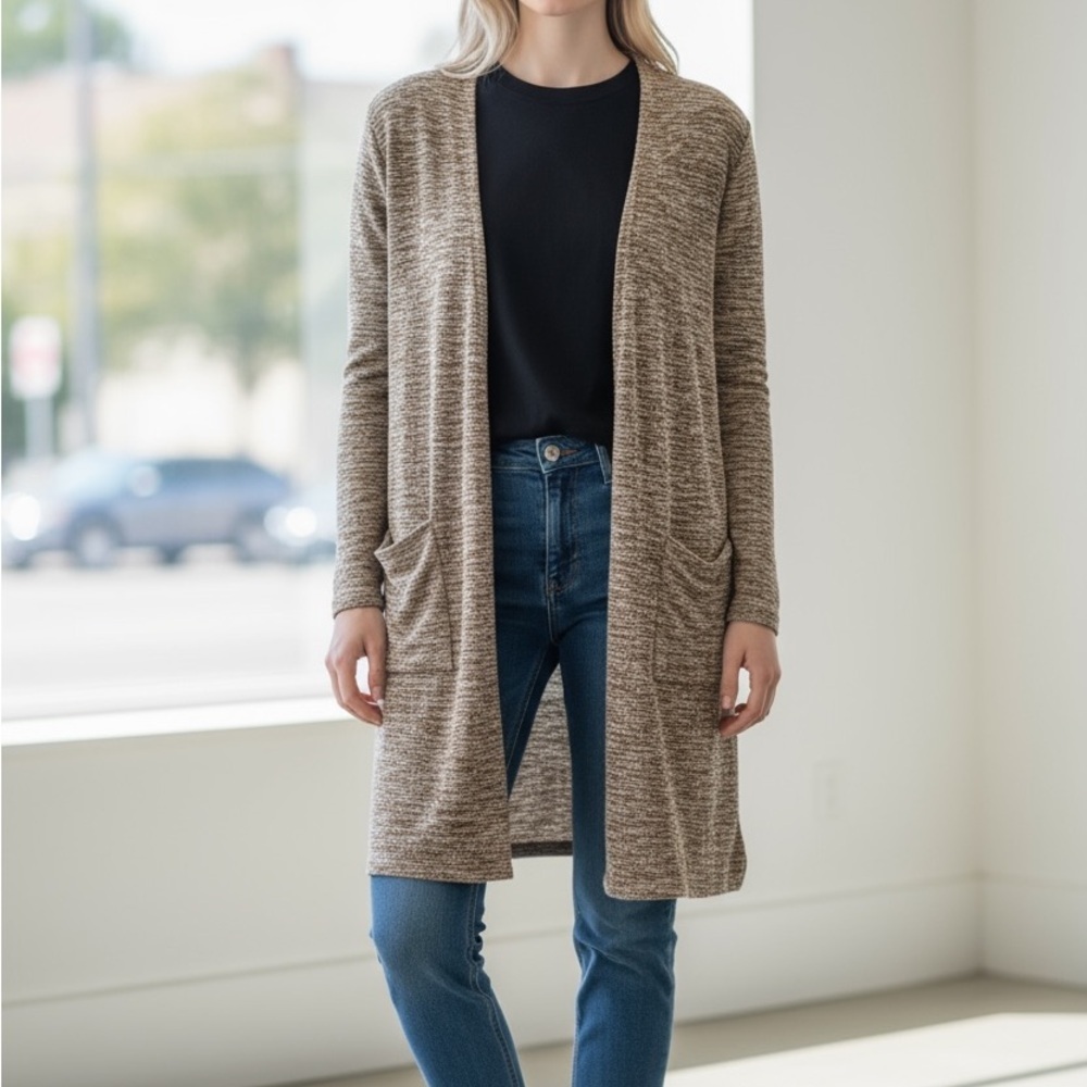 LuLaRoe Womens Cardigan S Brown Soft Stretchy Knit Duster Open Long